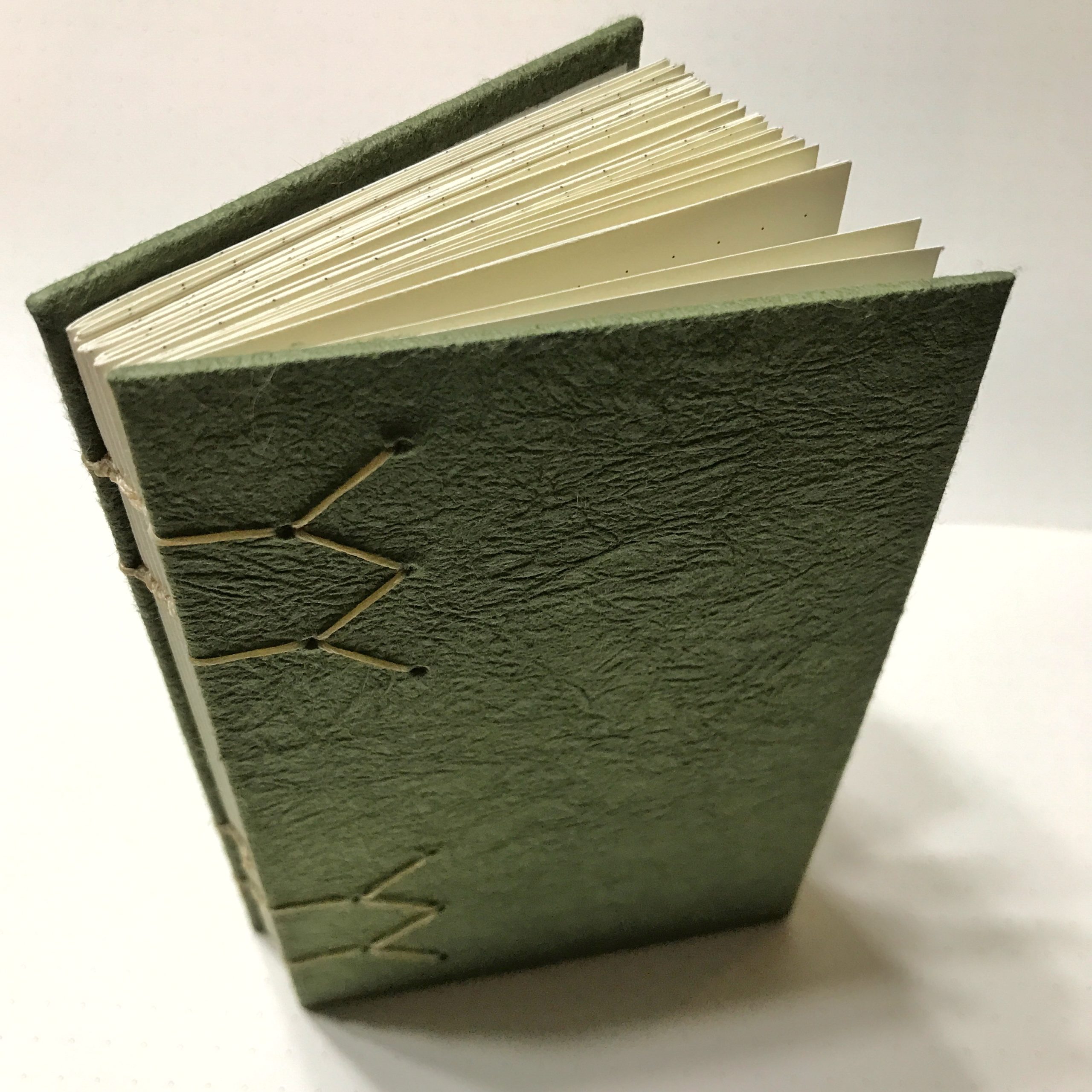 Top view of green sketchbook