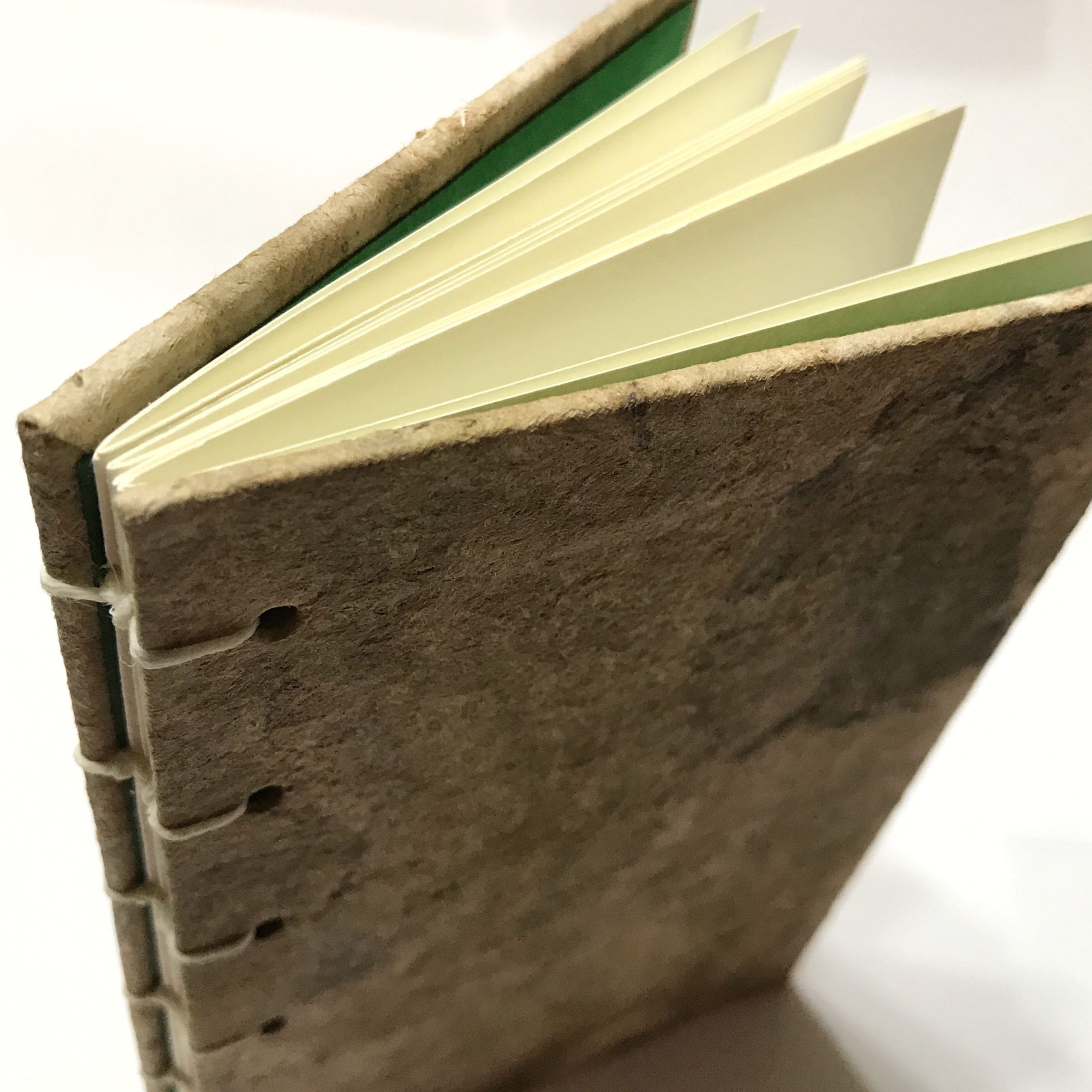 Top view of natural bark cover sketchbook