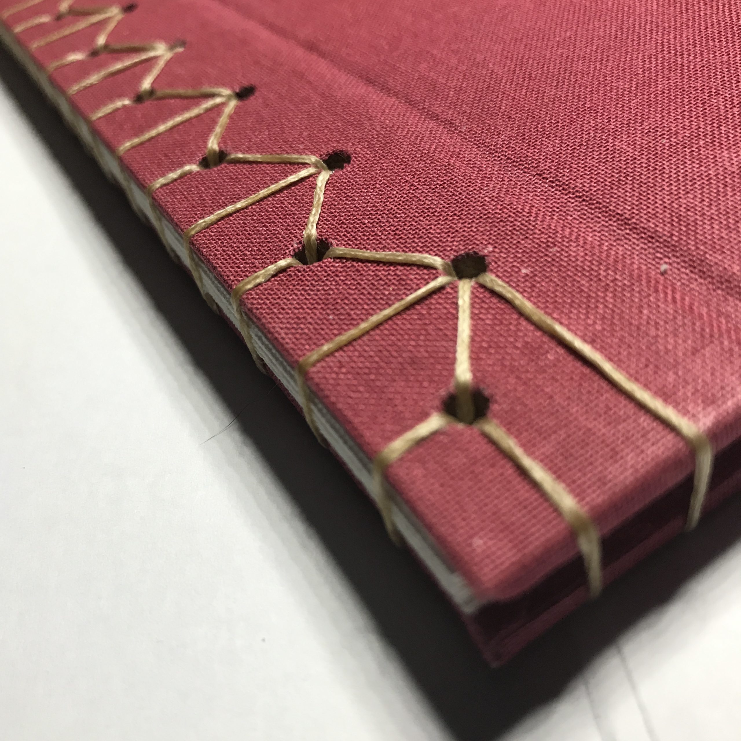 Closeup of stab stitching