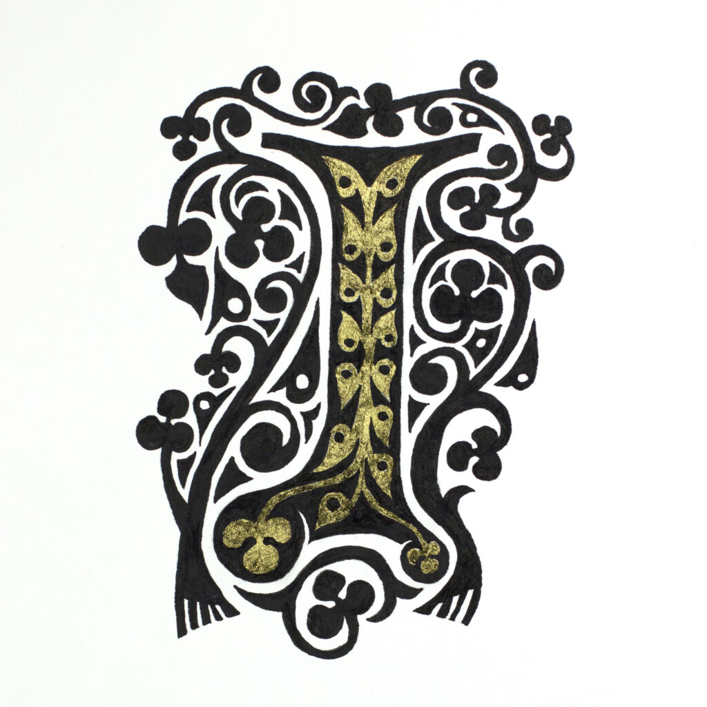 I | Ink and Gold Leaf on Paper | 3.125" x 4.25" | 2022