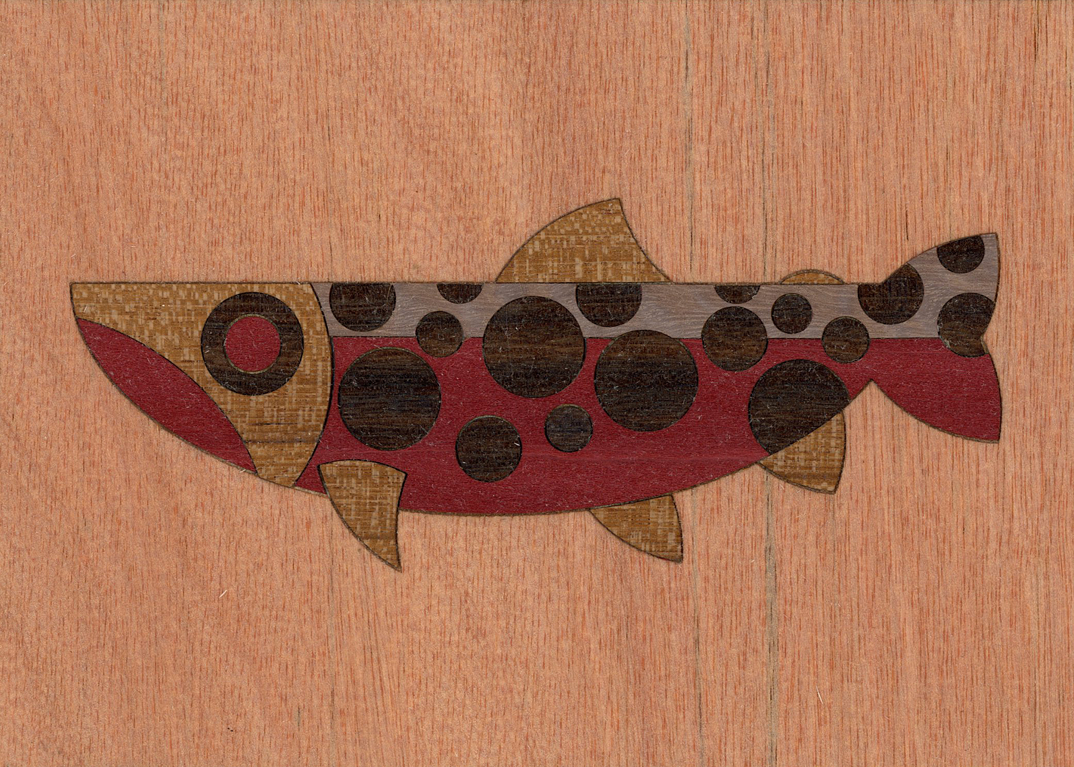 Geometric Trout Wood Inlay Red FA26