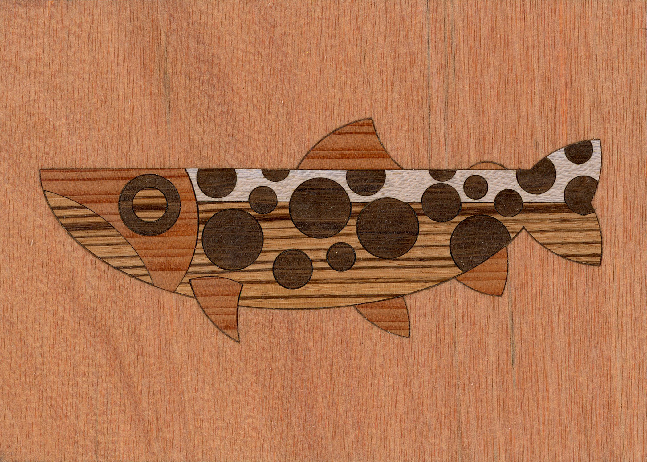 Geometric Trout Wood Inlay Silver Back FA26
